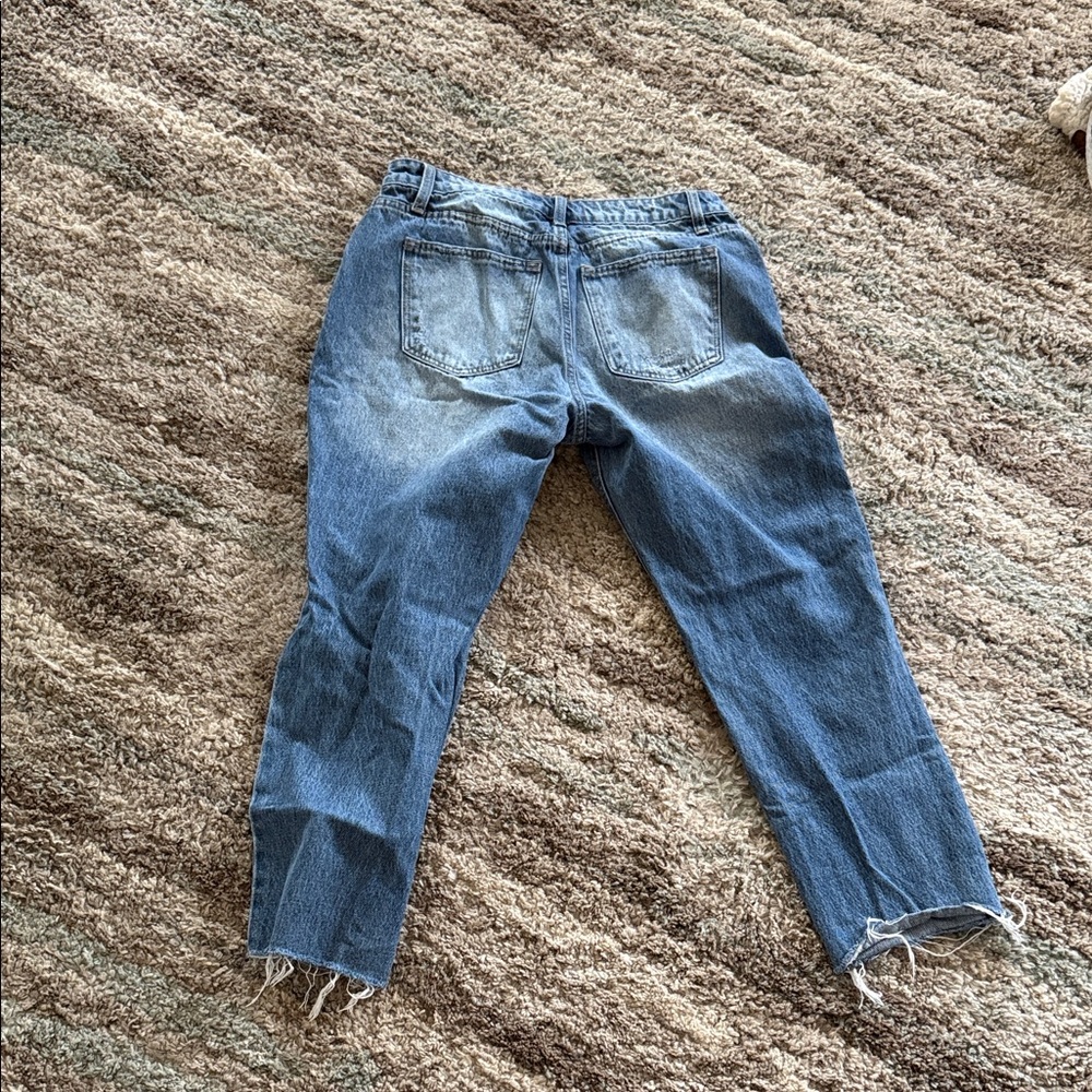 Distressed Blue Straight Leg Women's Jeans - Picture 2 of 2